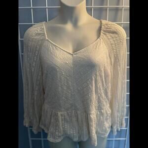 LC LAUREN CONRAD Cream Lace Boho Top Sz XL NWT $48
